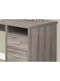 (Scratch and Dent) Monarch Specialties L-Shaped Computer Desk With 2 Drawers, Dark Taupe