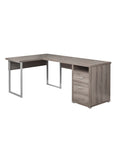(Scratch and Dent) Monarch Specialties L-Shaped Computer Desk With 2 Drawers, Dark Taupe