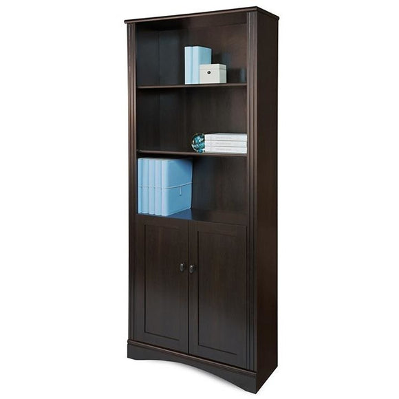 Realspace Dawson 5-Shelf Bookcase With Doors, Cinnamon Cherry