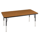 ECR4KIDS Adjustable Rectangle Activity Table, Standard Legs, 30"W x 60"D, Oak/Black