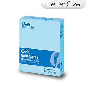 (Open Ream) Quill Colored Paper, 8.5 x 11", 20 lb, Blue (Case or Ream)