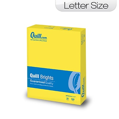 Quill Brights 20-lb. Color Paper, 8-1/2x11, Letter Size, Lemon Yellow (Case or Ream)