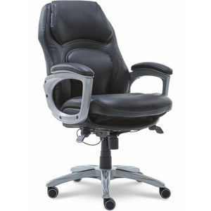 Serta Outlet Back in Motion Health & Wellness Executive Bonded Leather Office Chair, Smooth Black