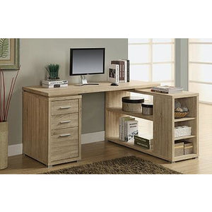 (Scratch & Dent) Monarch Specialties L-Shaped Computer Desk With Storage, Natural