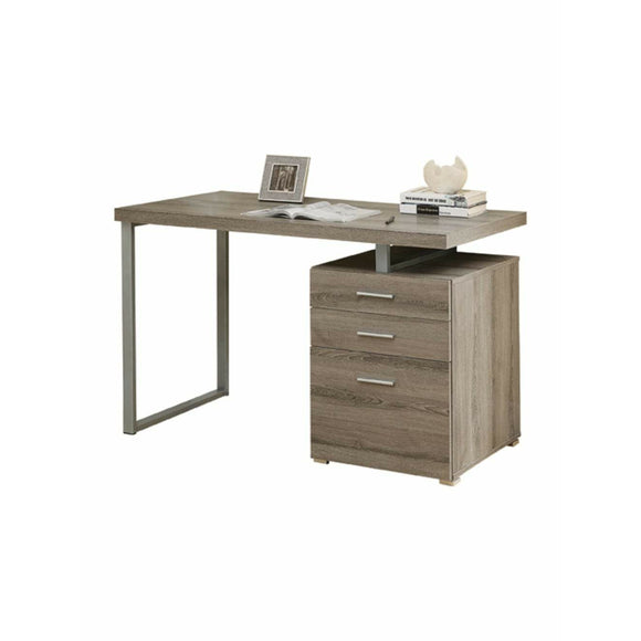 (Scratch & Dent) Monarch Specialties Floating Top Computer Desk With 3 Drawers, Dark Taupe