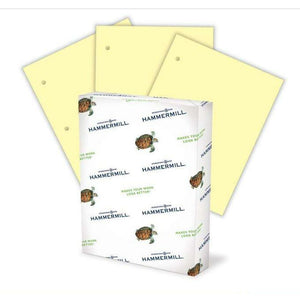 Hammermill Multipurpose Paper, 20 Lbs., 8.5" x 11", Canary, 3 HOLE PUNCH (Case or Ream)