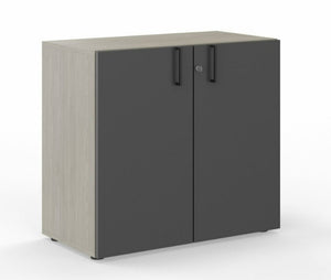 Leah Two-Shelf 36"W Storage Cabinet, Oyster Gray/Charcoal