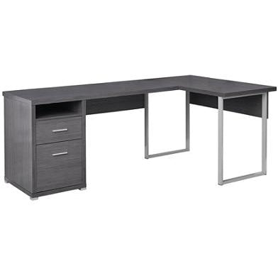 (Scratch & Dent) Monarch Specialties L-Shaped Computer Desk With 2 Drawers, Gray
