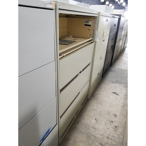 Used 36" Metal File Cabinet with 4 Drawers, Putty