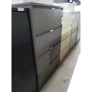 Used 36" Lateral File 4 Drawer, Charcoal Gray