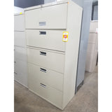 Used 36" 5 Drawer Lateral File, Putty