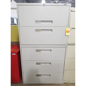 Global 36" Lateral File Cabinet 5 Drawer, Gray