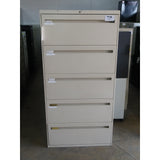 Pre-owned 30" Wide 5 Drawer Lateral File, Putty
