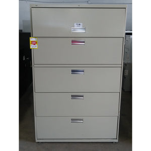Pre-owned 42" 5 Drawer Lateral File, Putty