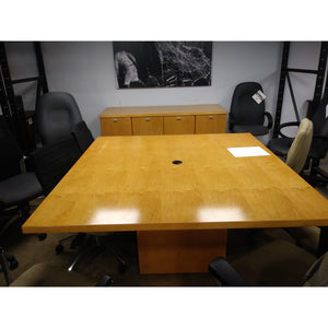 Pre-Owned 60" Square Conference Table and 72" Storage Credenza Set