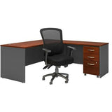 Bush Business Furniture Components 72"W L-Shaped Desk With Mobile File Cabinet And High-Back Multifunction Office Chair, Hansen Cherry/Graphite Gray