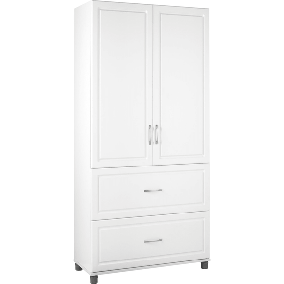 Ameriwood Outlet Home SystemBuild Kendall Storage Cabinet, 2 Drawers, 3 Shelves, White