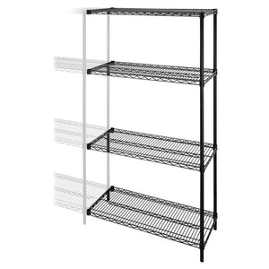 Lorell Outlet Industrial Wire Shelving Add-On Unit, 48"W x 24"D, Black