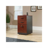 Sauder Outlet Via 19-1/2"D Vertical 3-Drawer Pedestal File Cabinet, Classic Cherry/Soft Black