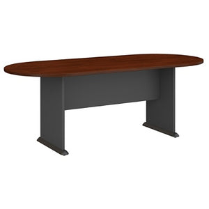 Bush Business Furniture Outlet 82"W x 35"D Racetrack Oval Conference Table, Hansen Cherry/Graphite Gray