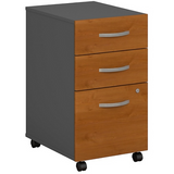 Bush Business Furniture Components 3 Drawer Mobile File Cabinet, Natural Cherry/Graphite Gray, Standard Delivery