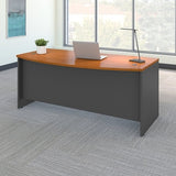 Bush Business Furniture Outlet Components Bow Front Desk, 72"W x 36"D, Natural Cherry/Graphite Gray