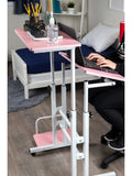 (Scratch and Dent) Mind Reader 27"W Mobile Sitting/Standing Desk, Pink
