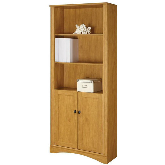 Realspace Outlet Dawson 5-Shelf Bookcase With Doors, Canyon Maple