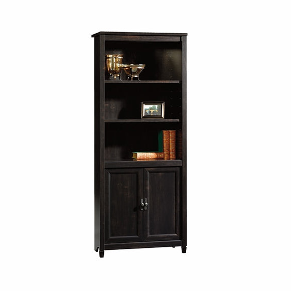 Sauder Outlet Edge Water 5-Shelf Library With Doors, Estate Black