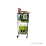 (Scratch & Dent) Mind Reader 1-Drawer Glass-Top Mobile Kitchen Cart, Silver