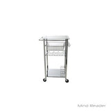 (Scratch & Dent) Mind Reader 1-Drawer Glass-Top Mobile Kitchen Cart, Silver