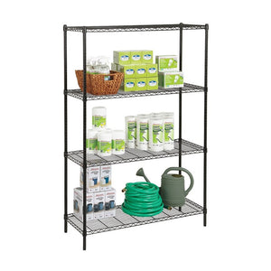 Realspace Outlet Steel Wire Shelving, 4-Shelves, 72"H x 48"W x 18"D, Black