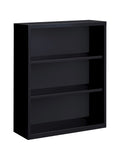 Lorell Fortress Series Steel Bookcase, 3-Shelf, Black