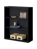 Lorell Fortress Series Steel Bookcase, 3-Shelf, Black