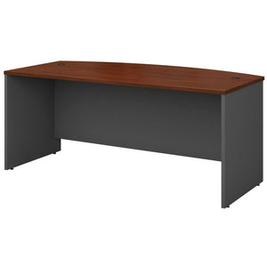 Bush Business Furniture Components Bow Front Desk, 72"W x 36"D, Hansen Cherry/Graphite Gray