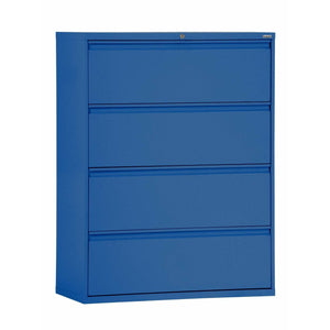 (Scratch & Dent) Sandusky Outlet 800 30"W Lateral 4-Drawer File Cabinet, Metal, Blue