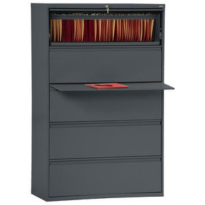 (Scratch & Dent) Sandusky Outlet 800 Series Steel Lateral File Cabinet, 5-Drawers, 66 3/8"H x 36"W x 19 1/4"D, Charcoal