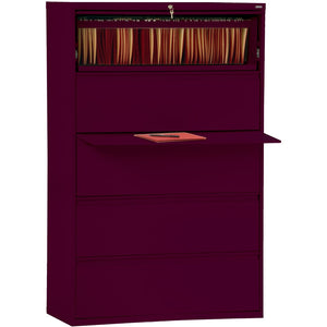 Sandusky 800 42"W Lateral 5-Drawer File Cabinet, Metal, Burgundy