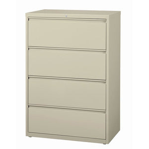 (Scratch & Dent) WorkPro Outlet 36"W 4-Drawer Metal Lateral File Cabinet, Putty