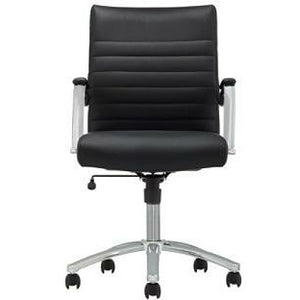 Realspace Modern Comfort Series Winsley Bonded Leather Managerial Mid-Back Chair, Black/Silver