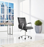 Realspace Modern Comfort Series Winsley Bonded Leather Managerial Mid-Back Chair, Black/Silver