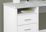 (Scratch & Dent) Monarch Specialties Outlet L-Shaped Computer Desk With 2 Drawers, Gray Cement/White