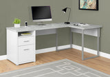 Monarch Specialties Outlet L-Shaped Computer Desk With 2 Drawers, Gray Cement/White