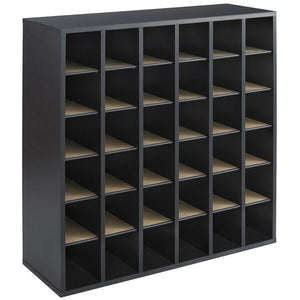 (Scratch & Dent) Safco Outlet Wood Mail Sorter, 36 Compartments, 32 3/4"H x 33 3/4"W x 12"D, Black