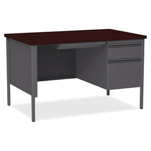 Lorell Outlet Fortress Series Steel Pedestal Desk, Right-Handed, Charcoal/Mahogany