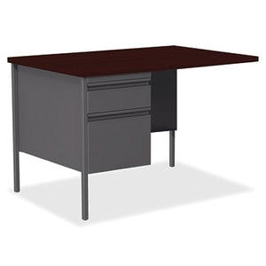 Lorell Outlet Fortress Series 42"W Steel Pedestal Return Desk, Left, Charcoal/Mahogany