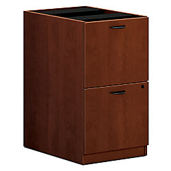 basyx by HON Outlet BL Series 2-Drawer Pedestal File Cabinet, 27 3/4"H x 15 5/8"W x 21 3/4"D, Medium Cherry