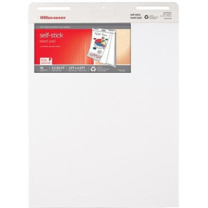 Office Depot Outlet Brand 30% Recycled Restickable Easel Pad, 25" x 30", 30 Sheets, White