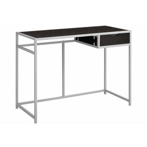 Monarch Specialties Metal Computer Desk With Drawer, Cappuccino/Silver