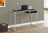 Monarch Specialties Metal Computer Desk With Drawer, Cappuccino/Silver